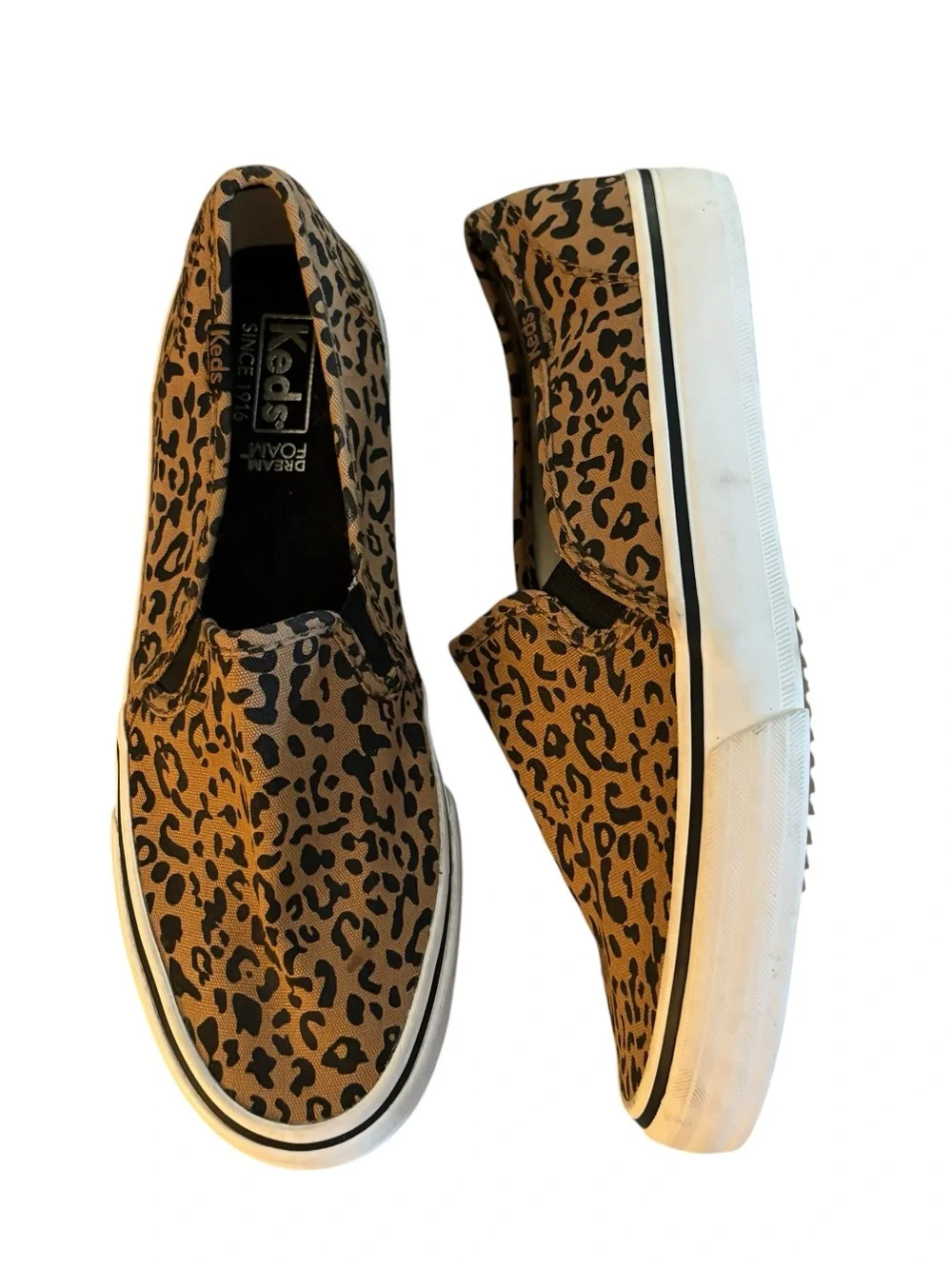 Keds Double Decker Leopard Print Canvas Slip On Sneakers Women’s 6.5